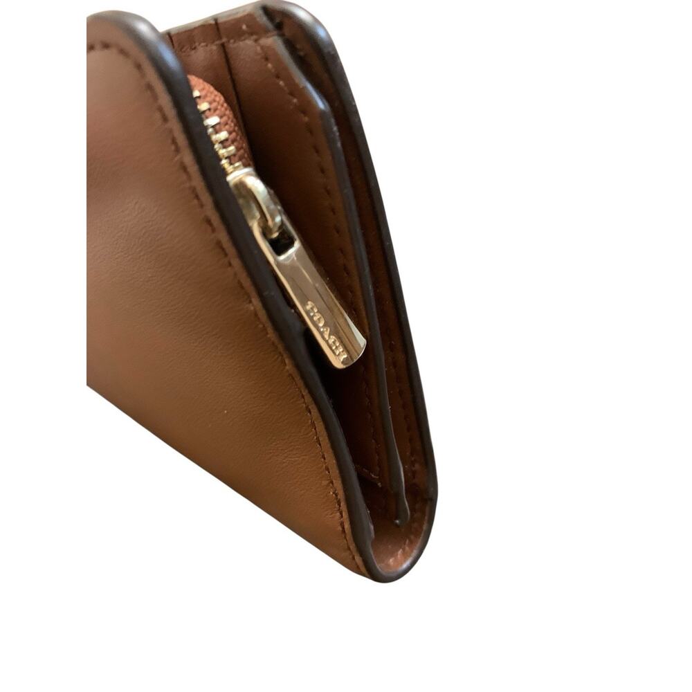 Coach Madison Skinny Leather Wallet 51936 Tan Brown Gold Logo - Picture 7 of 16